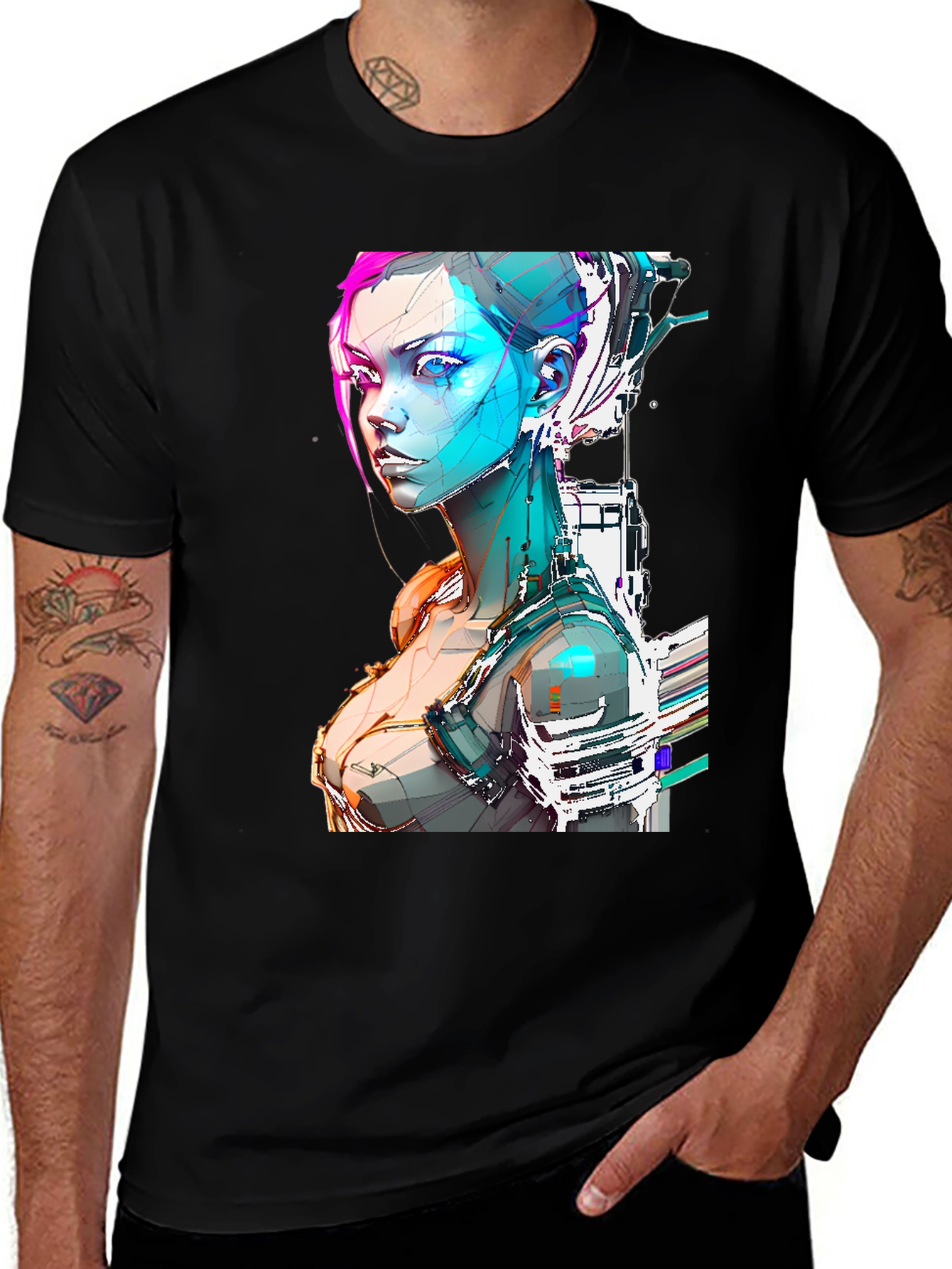 Cyberpunk Girl Graphic Tee - Futuristic Design