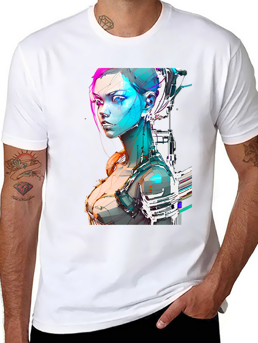 Cyberpunk Girl Graphic Tee - Futuristic Design