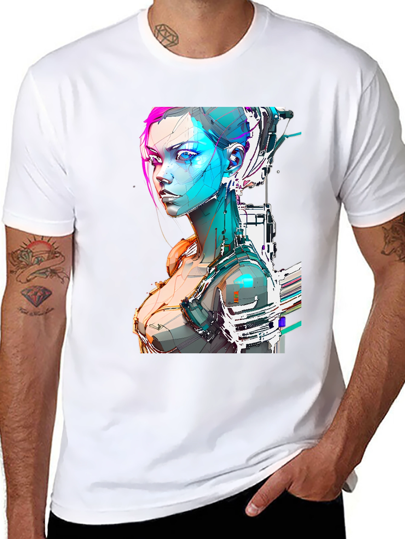 Cyberpunk Girl Graphic Tee - Futuristic Design