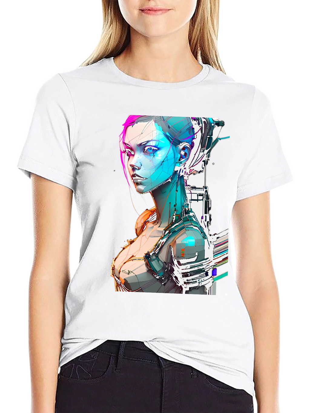 Cyberpunk Girl Graphic Tee - Futuristic Design