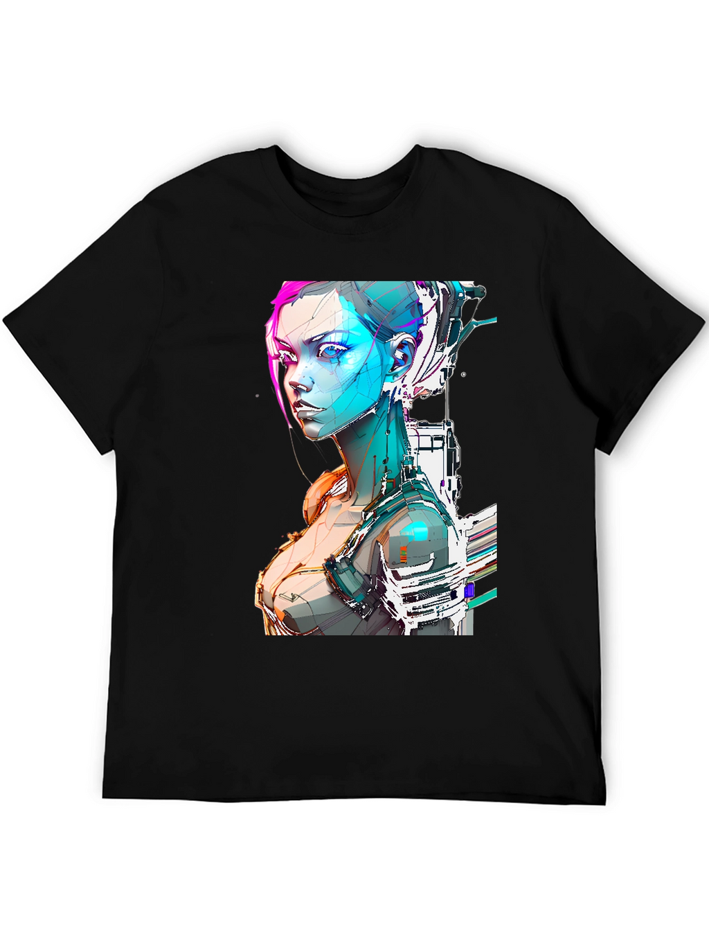Cyberpunk Girl Graphic Tee - Futuristic Design