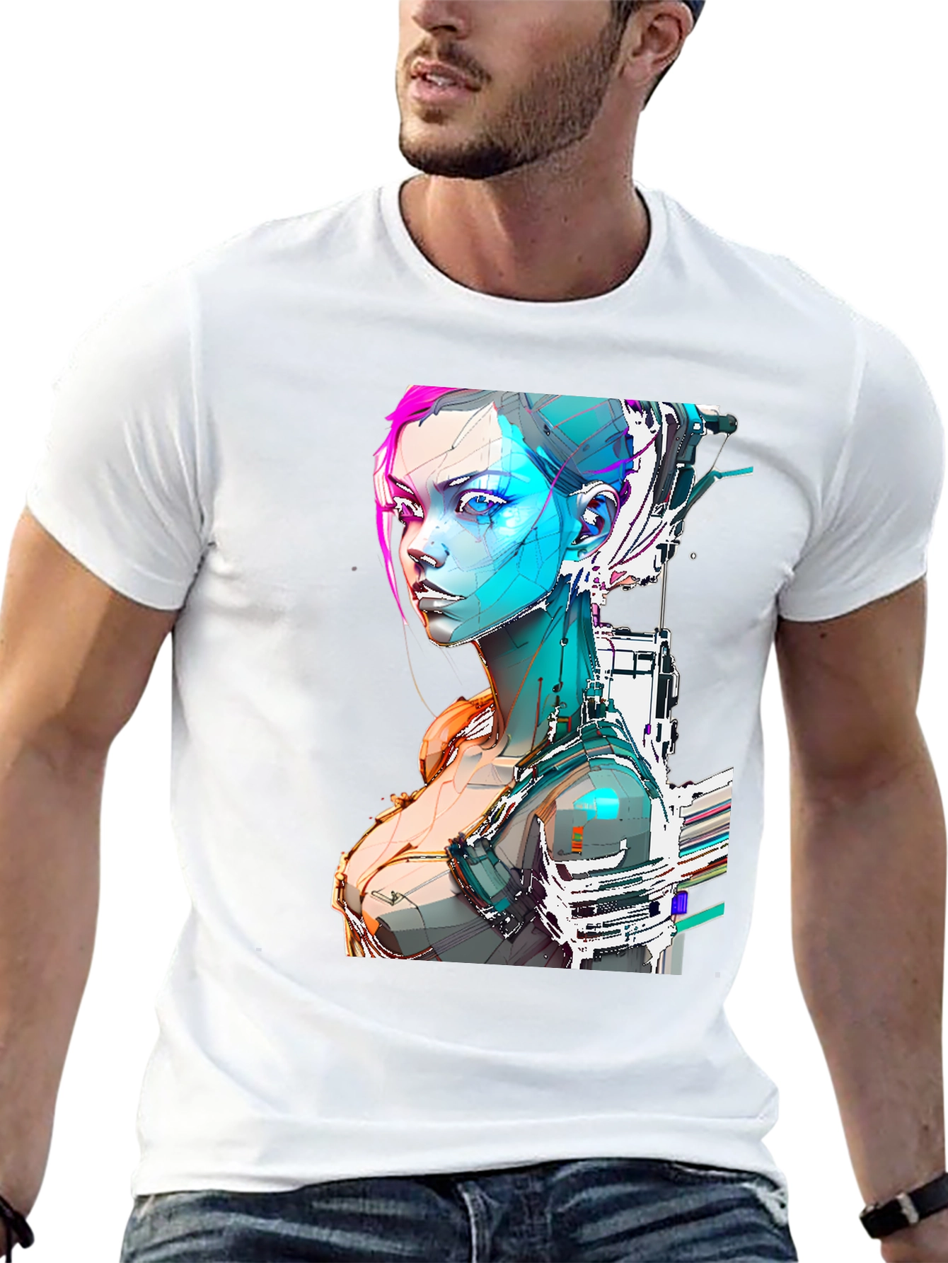 Cyberpunk Girl Graphic Tee - Futuristic Design