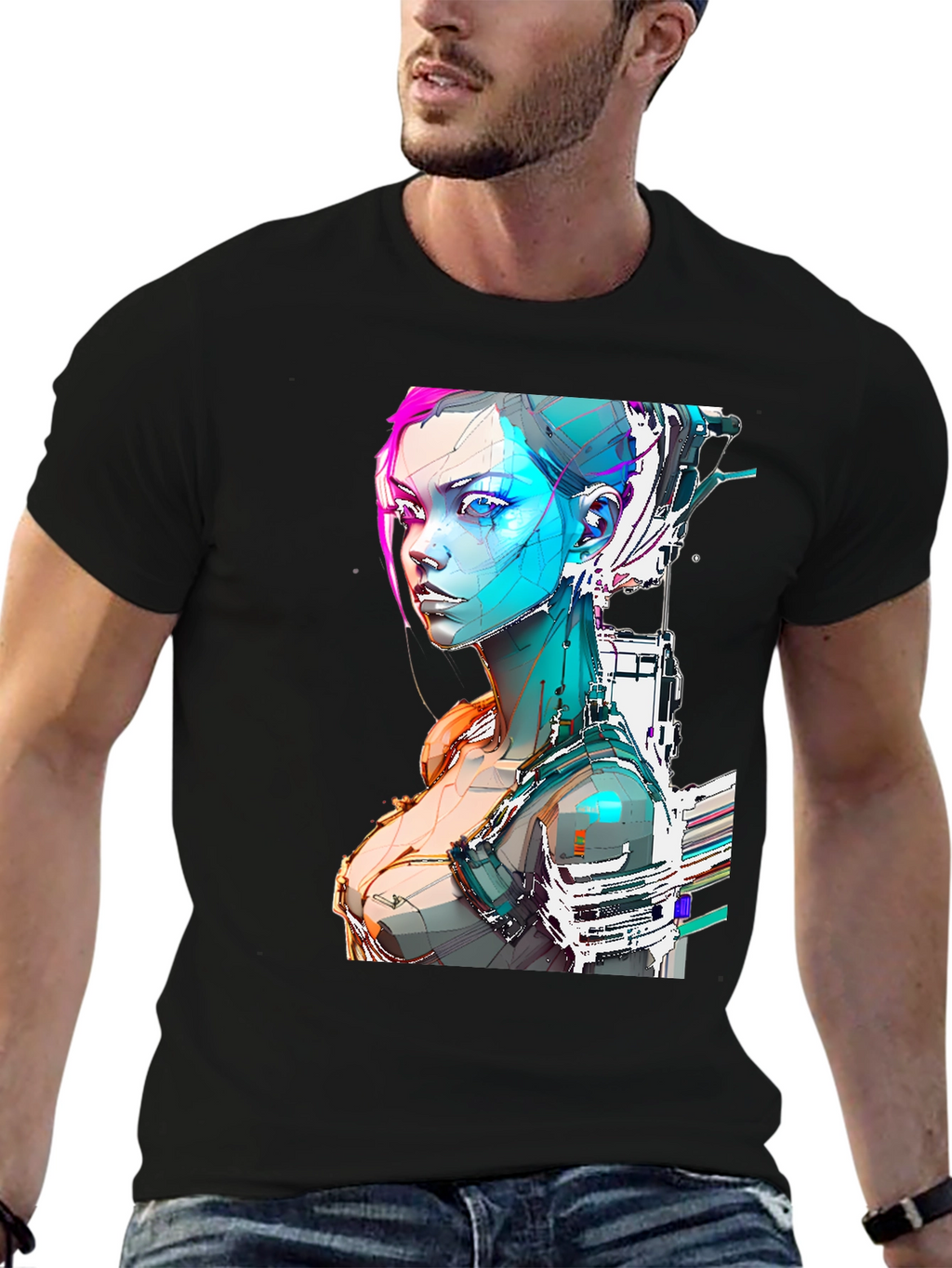Cyberpunk Girl Graphic Tee - Futuristic Design