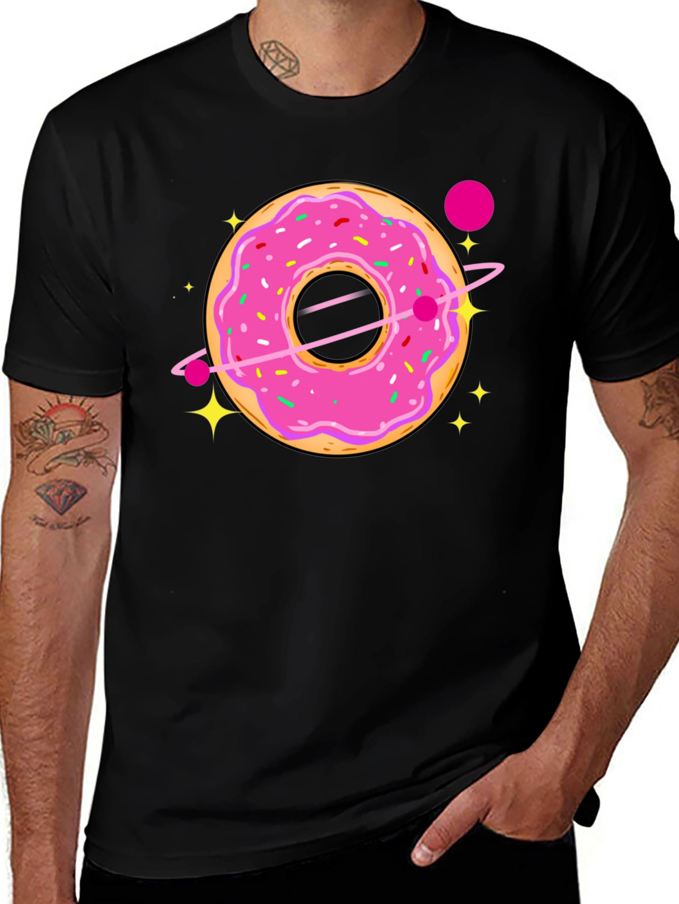 Cosmic Donut Graphic T-Shirt - Sweet Space Style