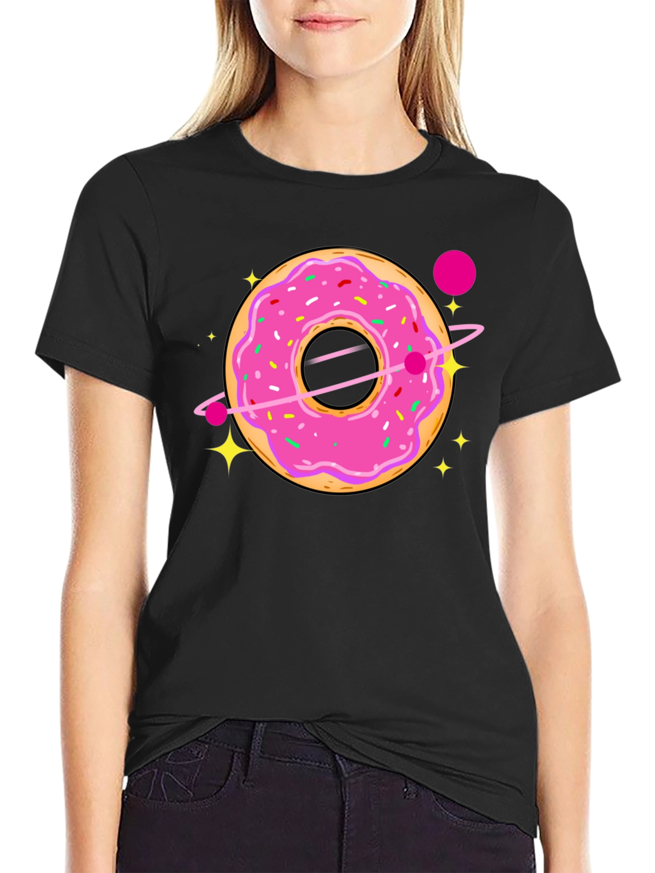 Cosmic Donut Graphic T-Shirt - Sweet Space Style