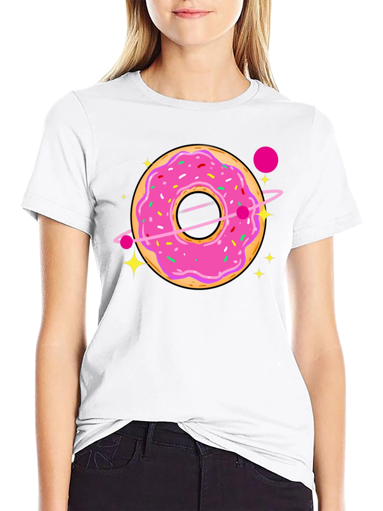 Cosmic Donut Graphic T-Shirt - Sweet Space Style
