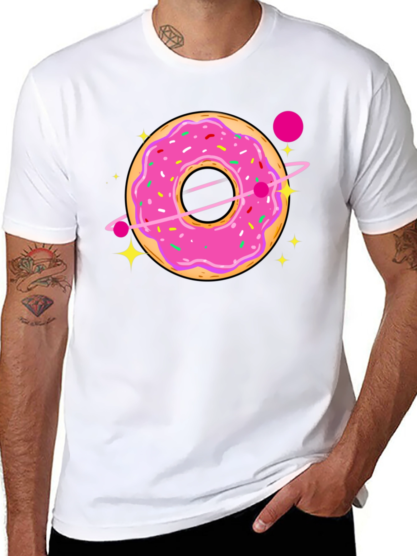 Cosmic Donut Graphic T-Shirt - Sweet Space Style