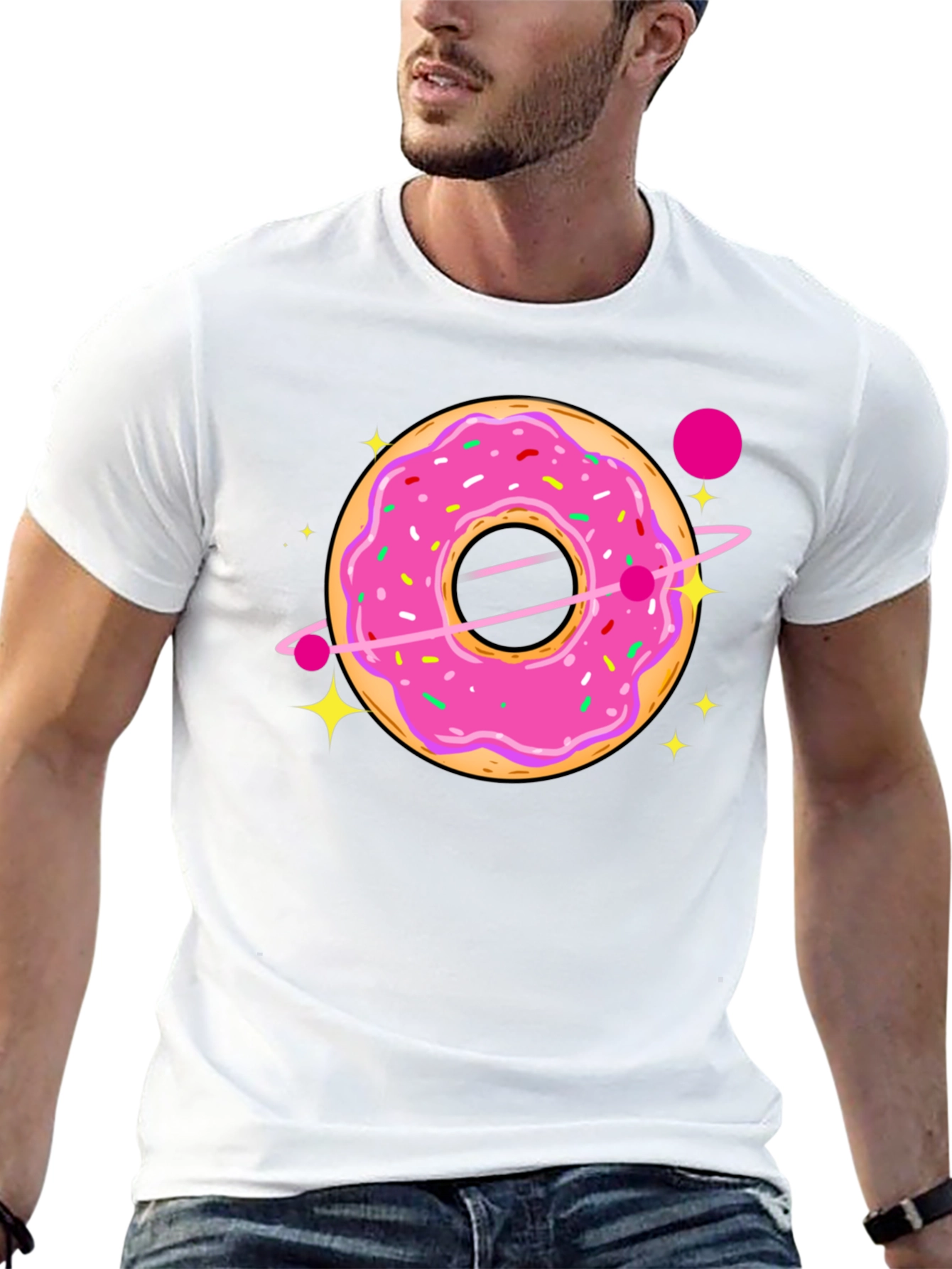Cosmic Donut Graphic T-Shirt - Sweet Space Style