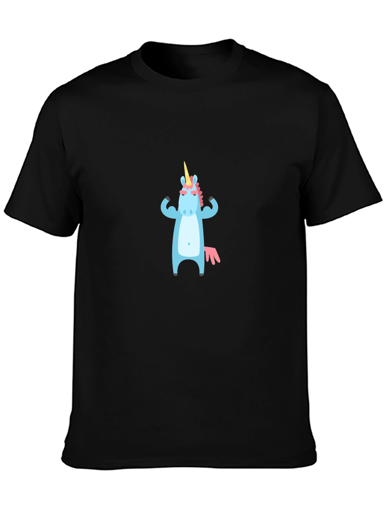 Unicorn Muscle T-Shirt - Black Crew Neck Graphic Tee