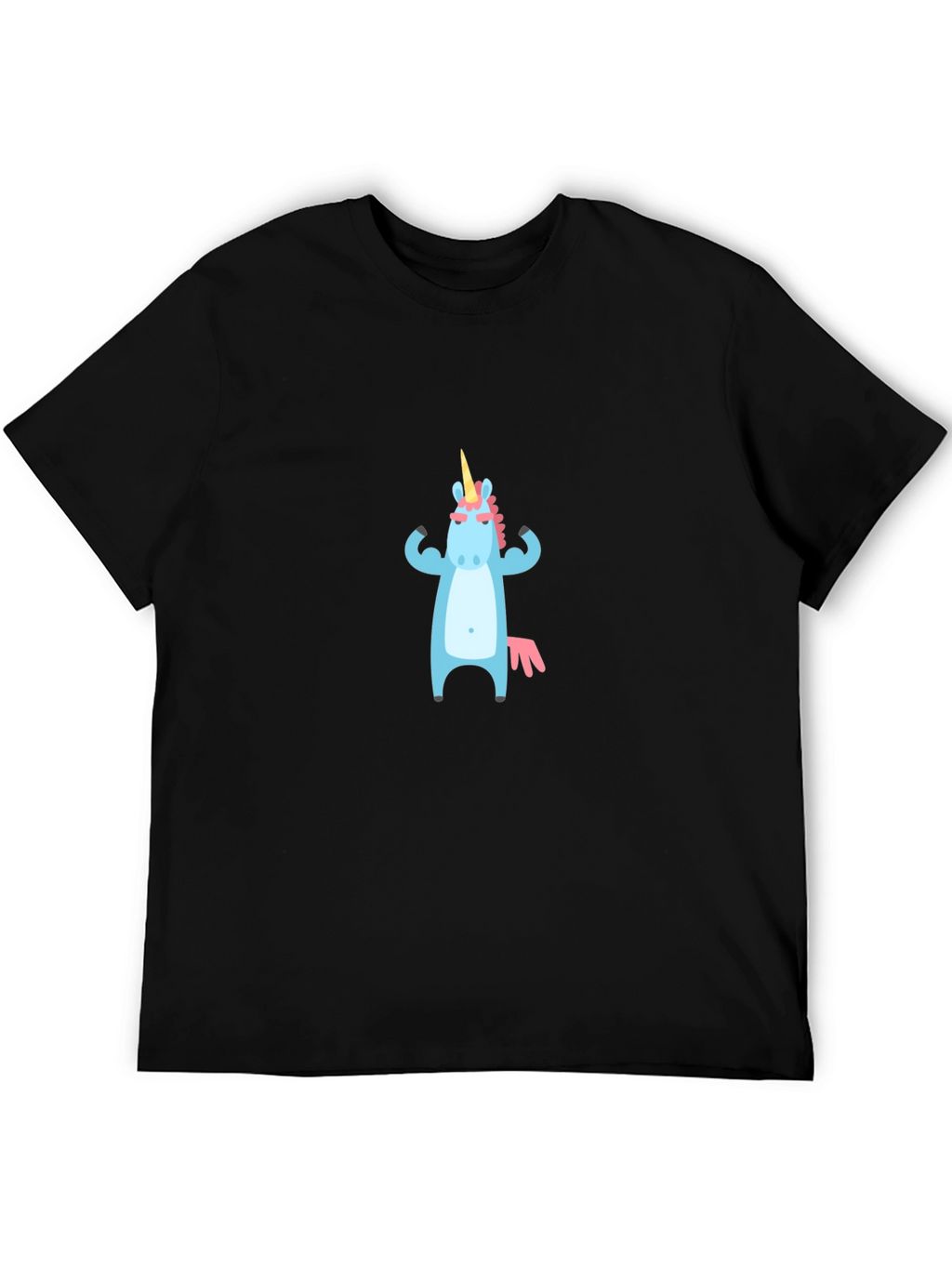 Unicorn Muscle T-Shirt - Black Crew Neck Graphic Tee