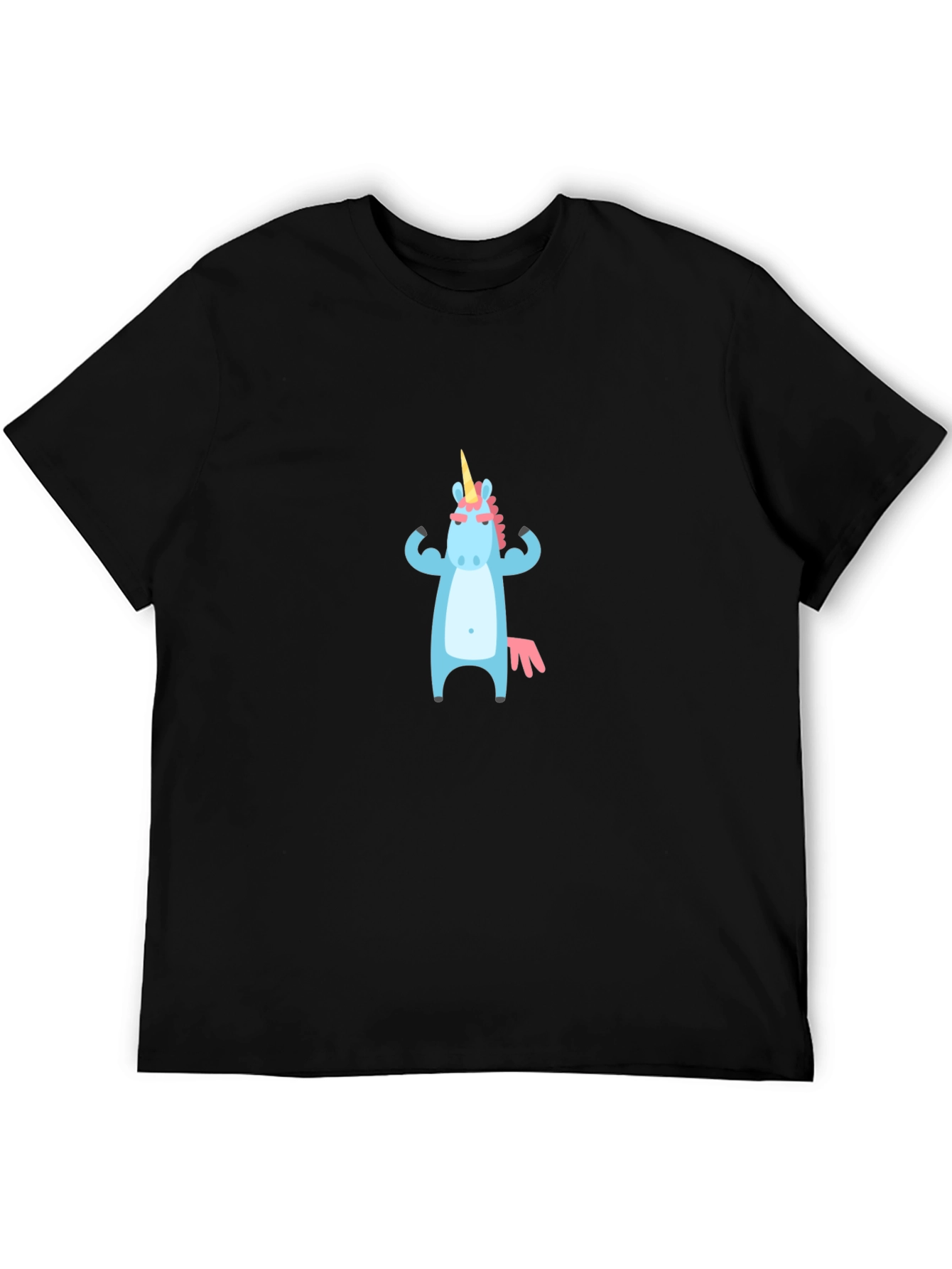 Unicorn Muscle T-Shirt - Black Crew Neck Graphic Tee