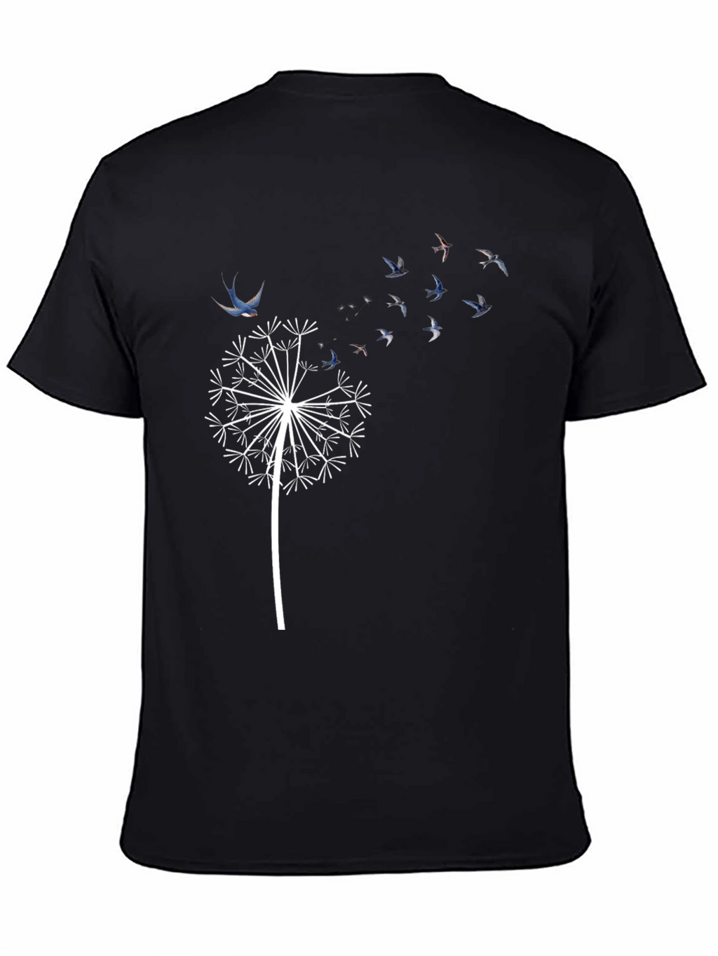 Dandelion Bird T-Shirt - Black Graphic Tee