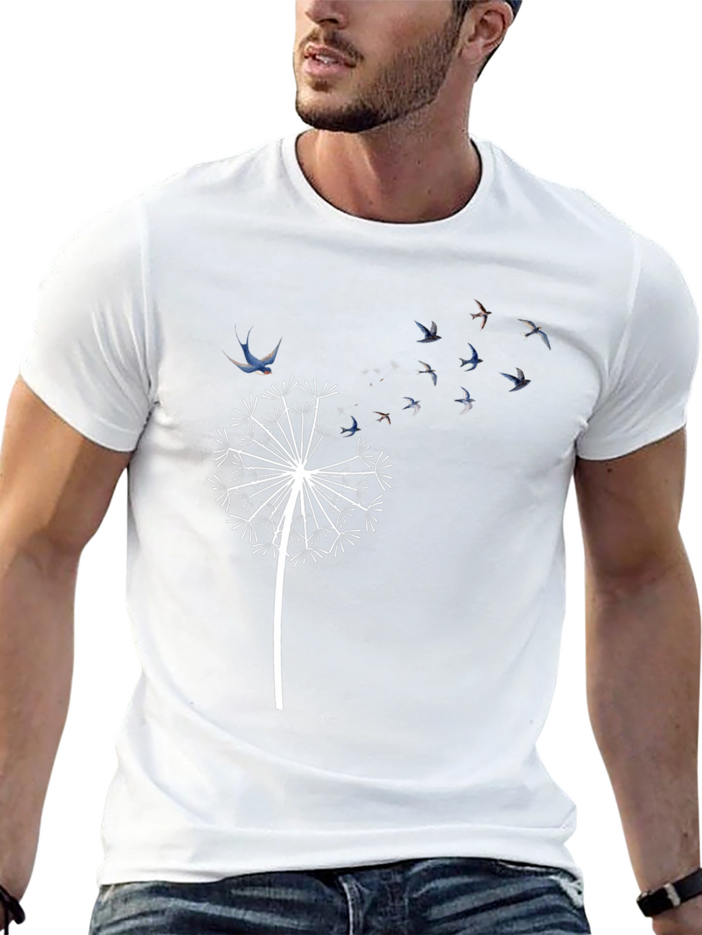 Dandelion Bird T-Shirt - Black Graphic Tee