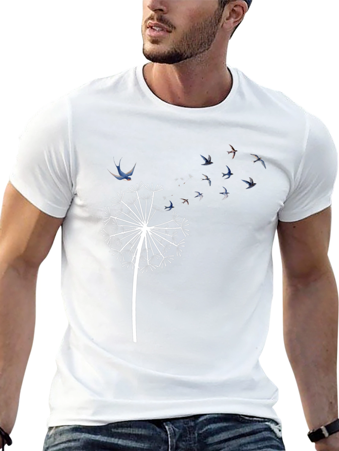 Dandelion Bird T-Shirt - Black Graphic Tee