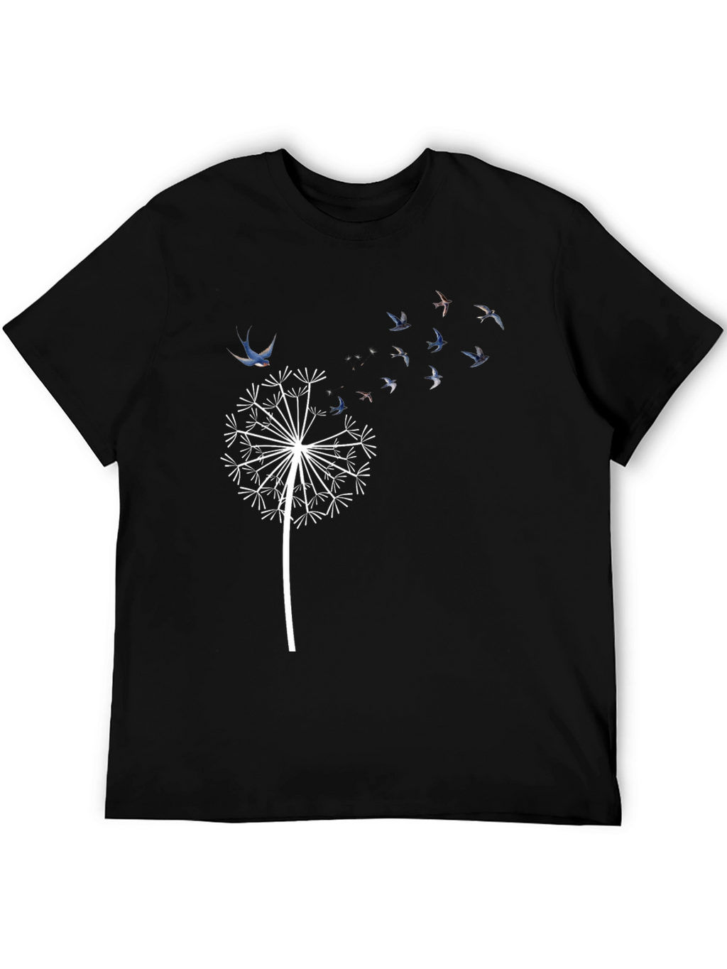 Dandelion Bird T-Shirt - Black Graphic Tee