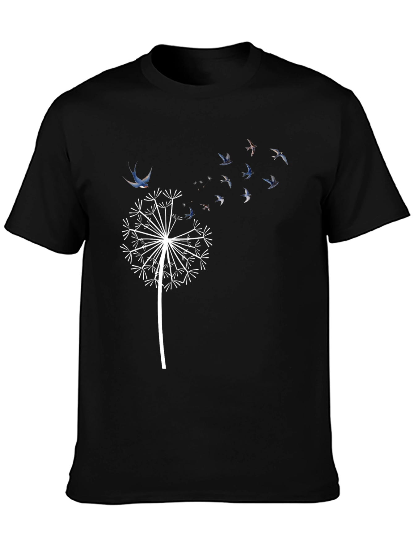 Dandelion Bird T-Shirt - Black Graphic Tee