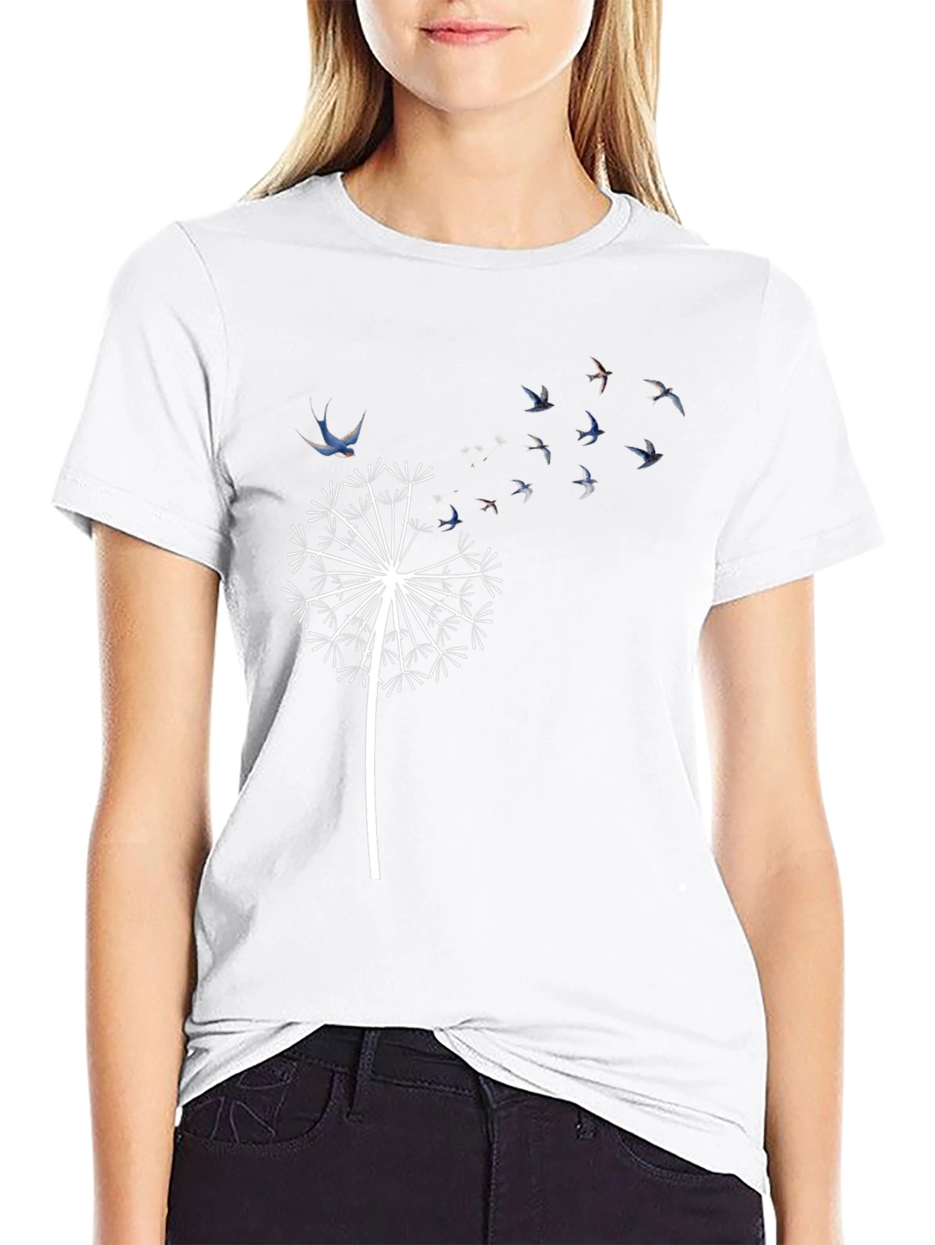 Dandelion Bird T-Shirt - Black Graphic Tee