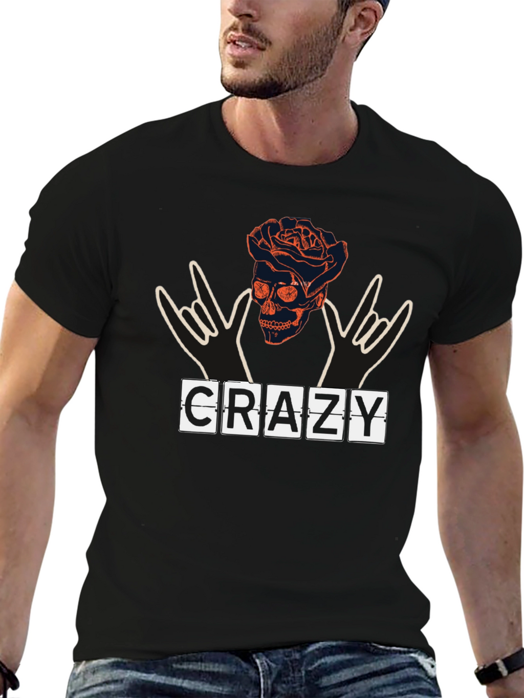 Crazy Skull & Roses Graphic Tee