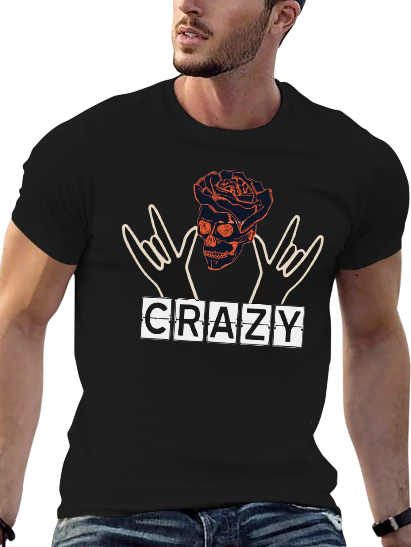 Crazy Skull & Roses Graphic Tee