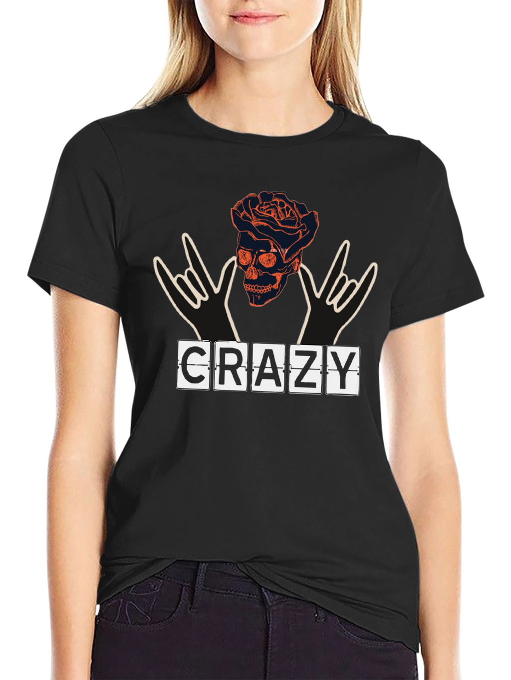 Crazy Skull & Roses Graphic Tee