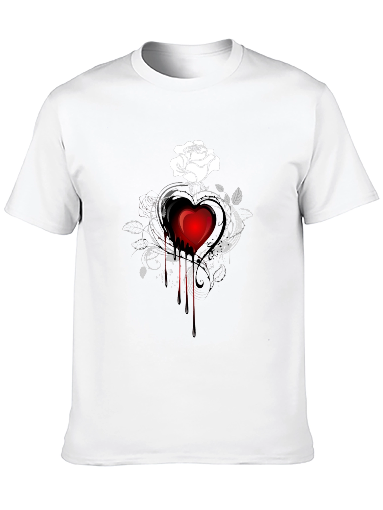 Dark Heart Rose Graphic Tee - Stylish Black T-Shirt