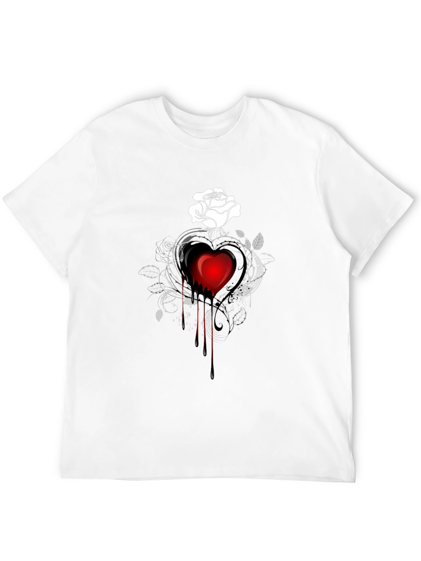 Dark Heart Rose Graphic Tee - Stylish Black T-Shirt