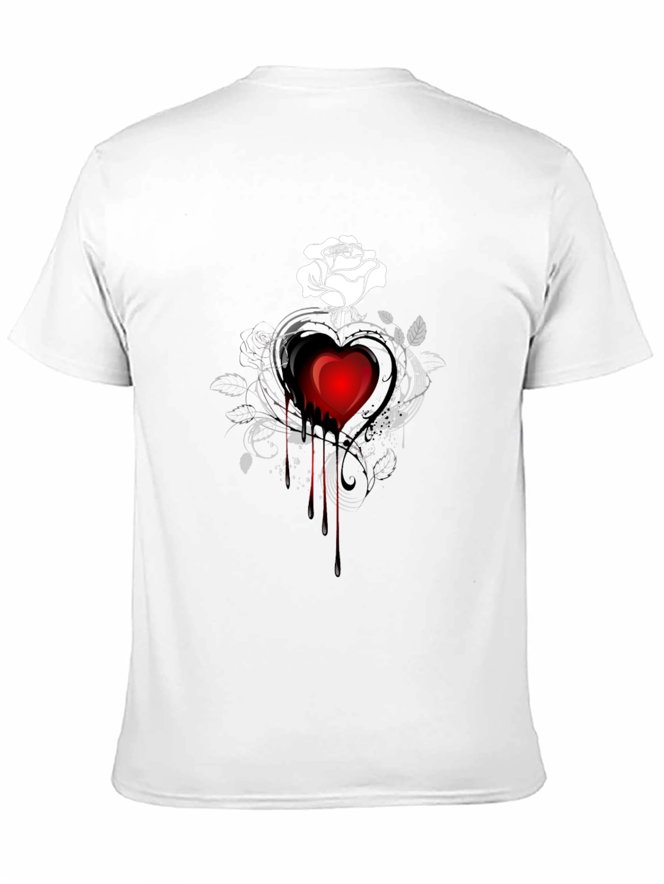 Dark Heart Rose Graphic Tee - Stylish Black T-Shirt