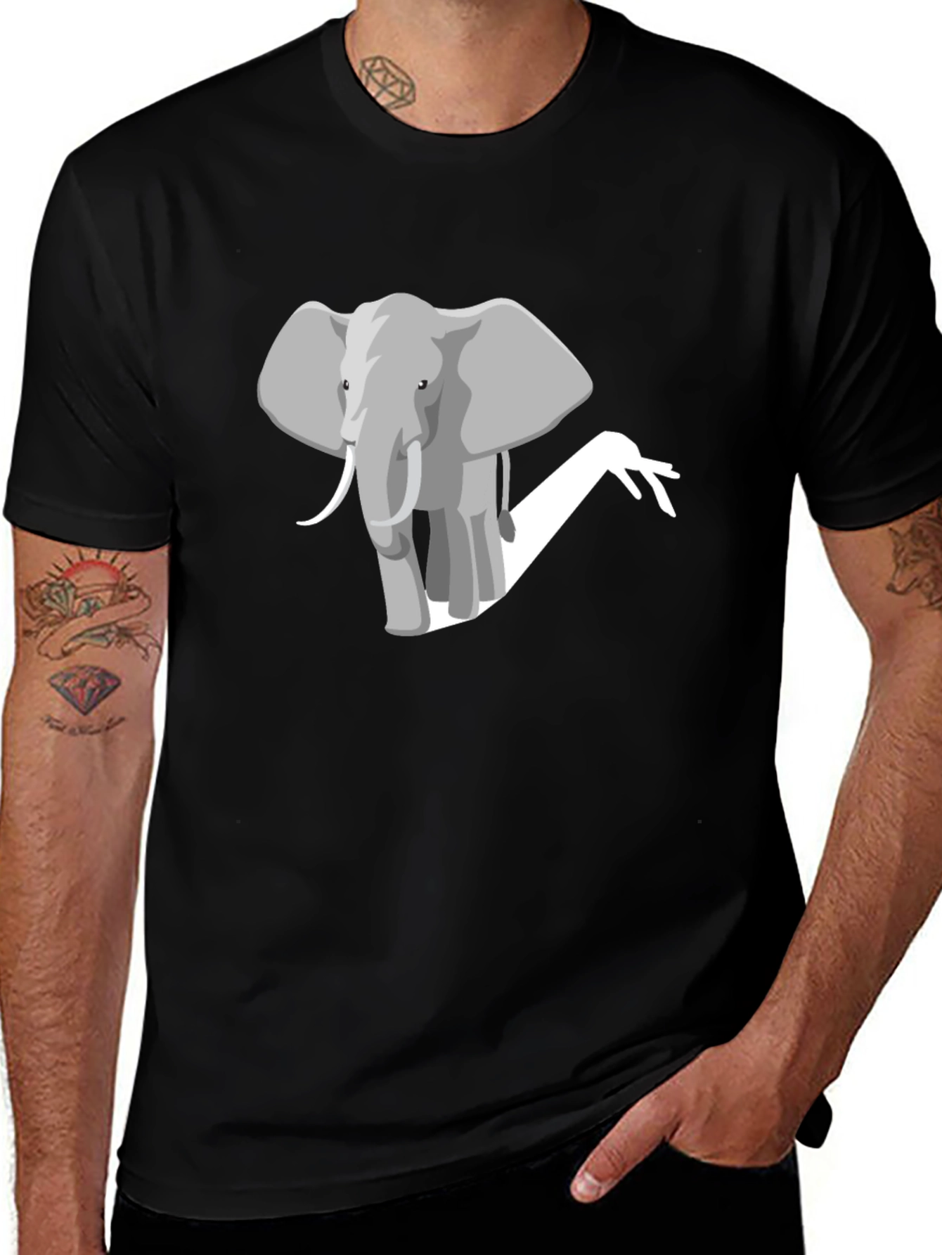 Elephant Graphic Tee - Mens Black T-Shirt