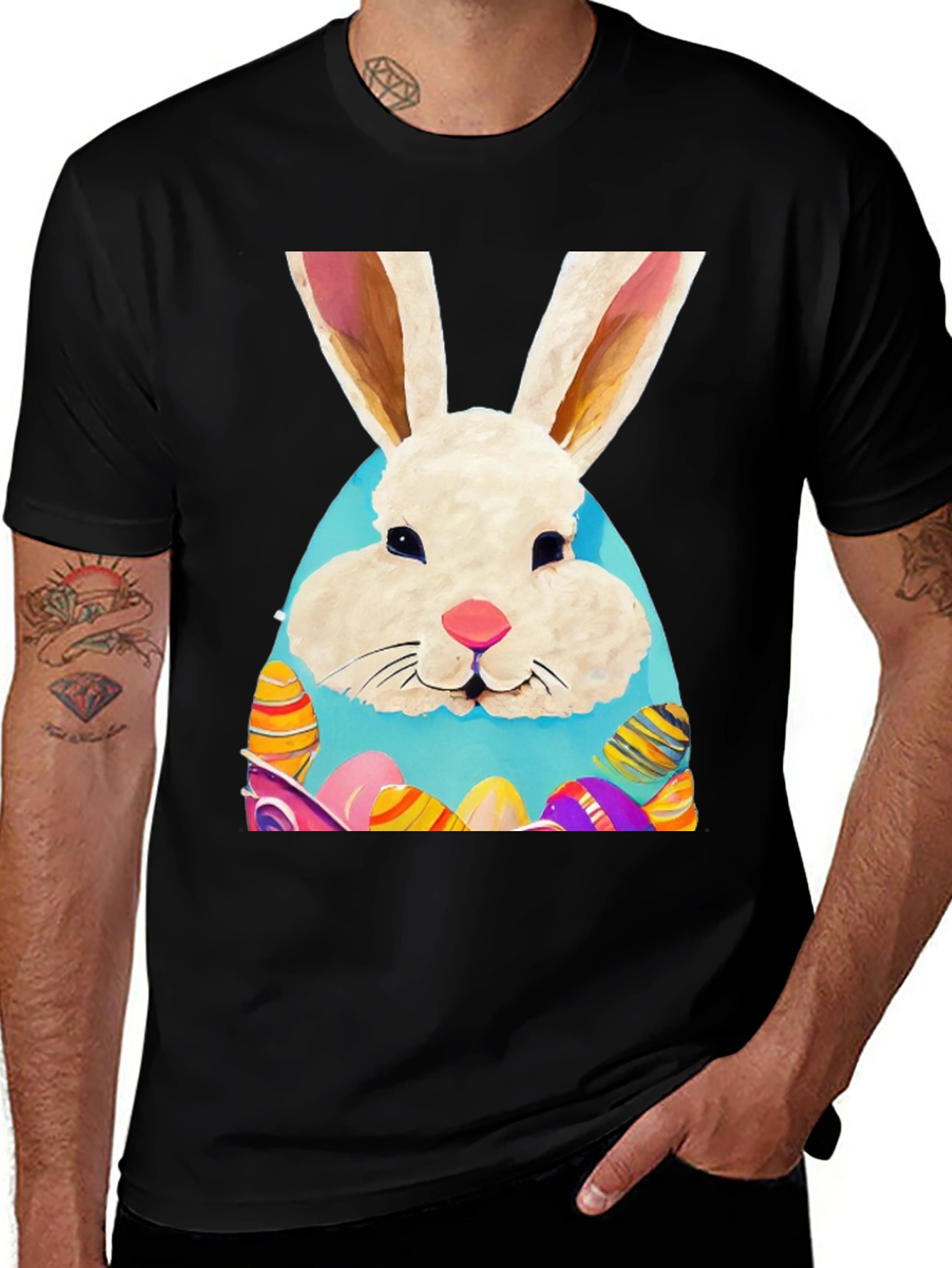 Easter Bunny T-Shirt: Cute Rabbit & Eggs Design