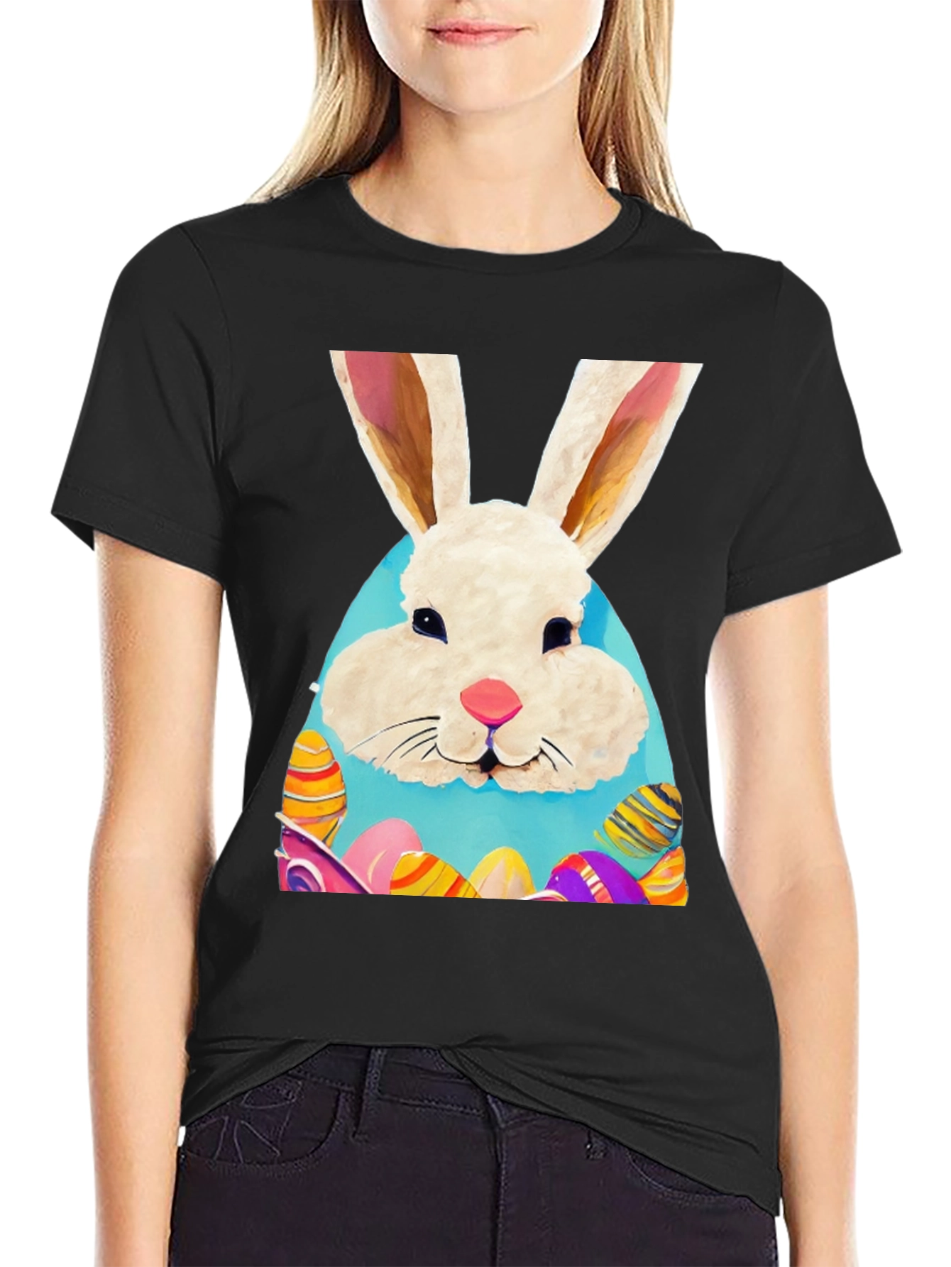 Easter Bunny T-Shirt: Cute Rabbit & Eggs Design