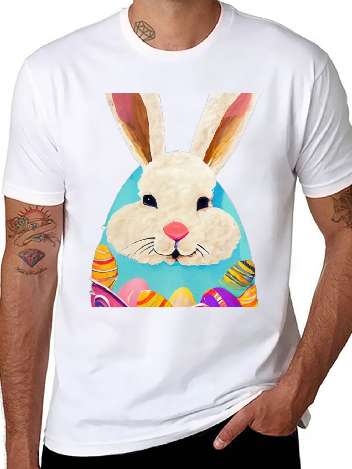 Easter Bunny T-Shirt: Cute Rabbit & Eggs Design