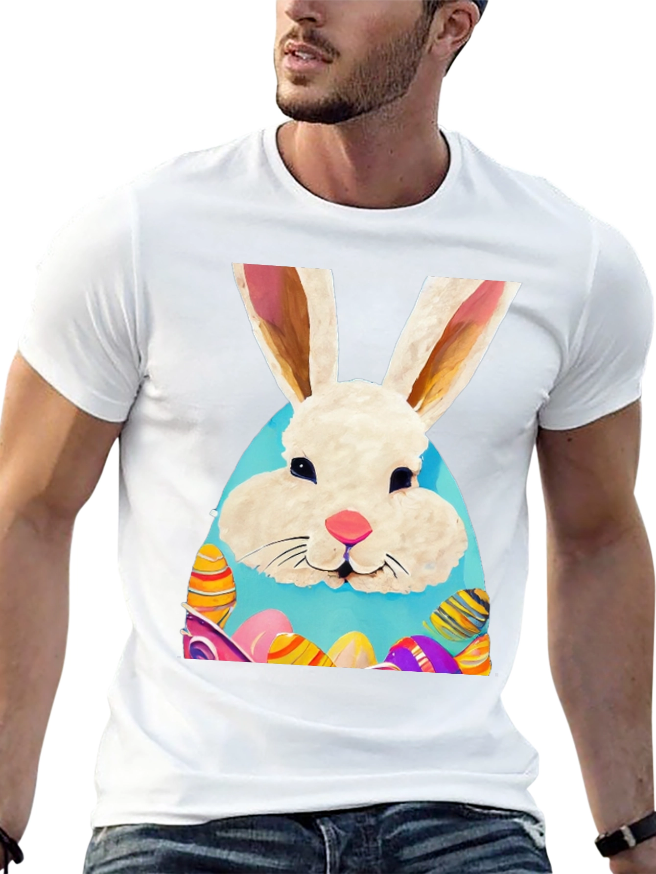 Easter Bunny T-Shirt: Cute Rabbit & Eggs Design