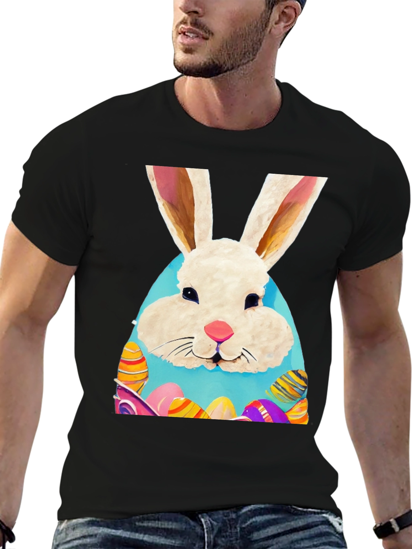 Easter Bunny T-Shirt: Cute Rabbit & Eggs Design