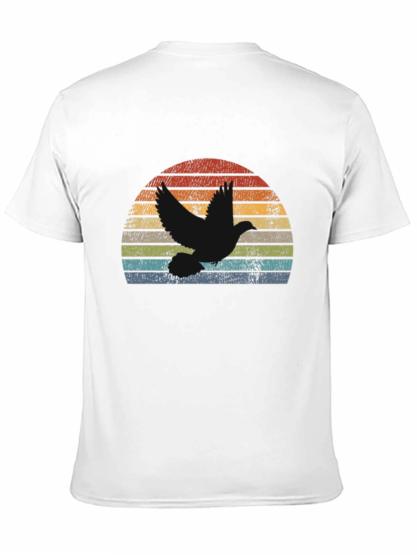 Vintage Dove Sunset Graphic Tee - Soft Black Cotton Blend