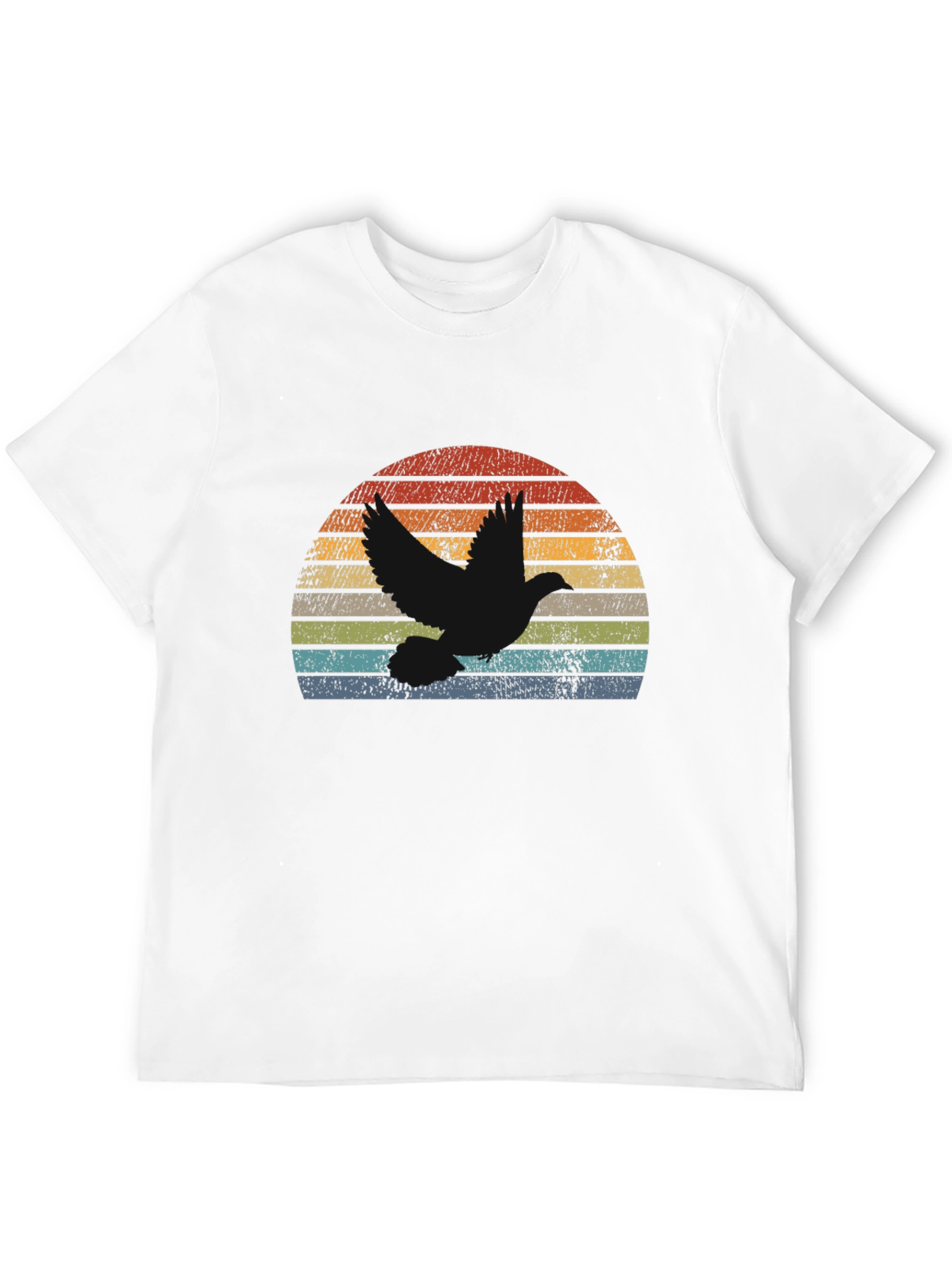 Vintage Dove Sunset Graphic Tee - Soft Black Cotton Blend