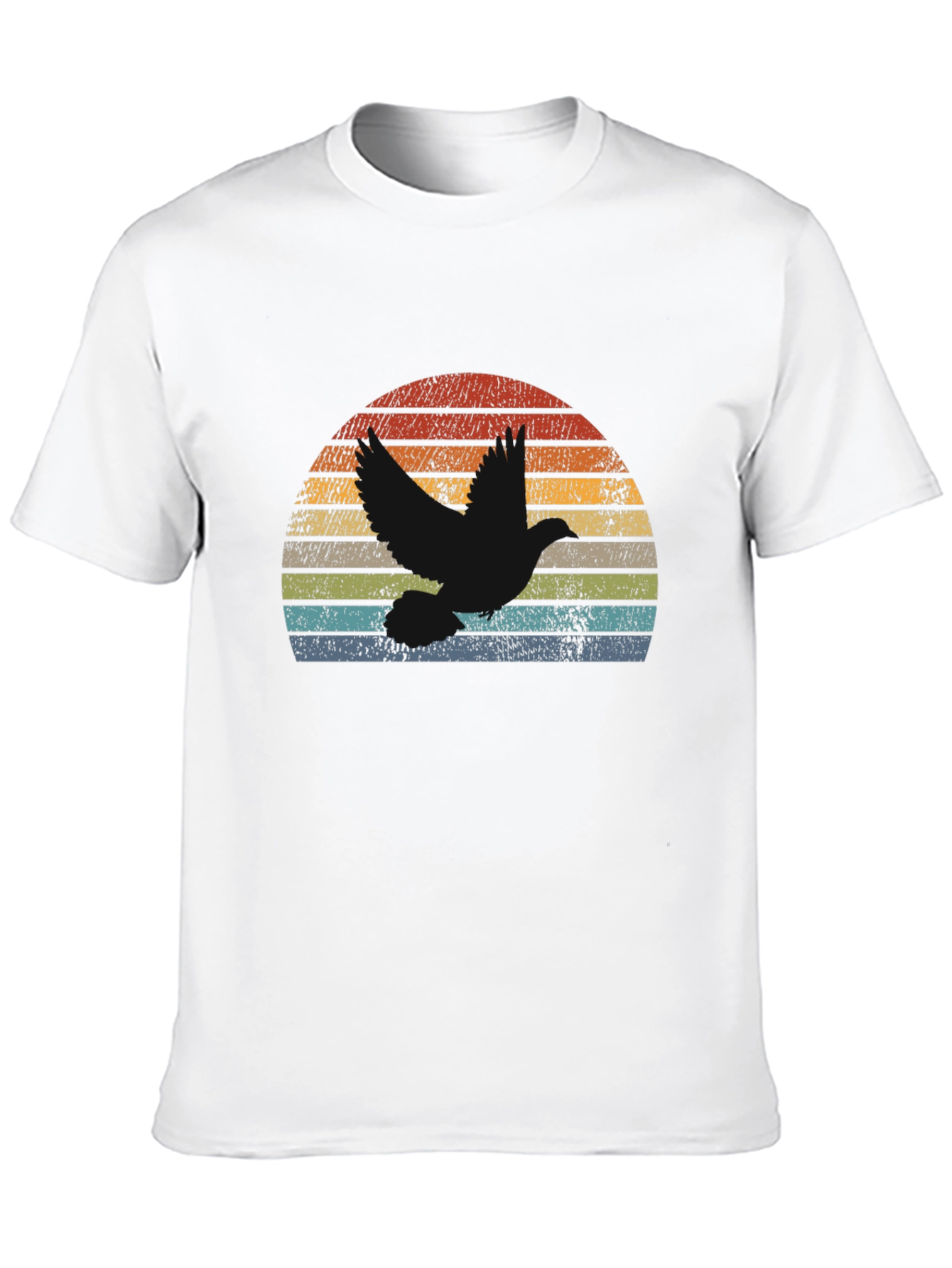 Vintage Dove Sunset Graphic Tee - Soft Black Cotton Blend