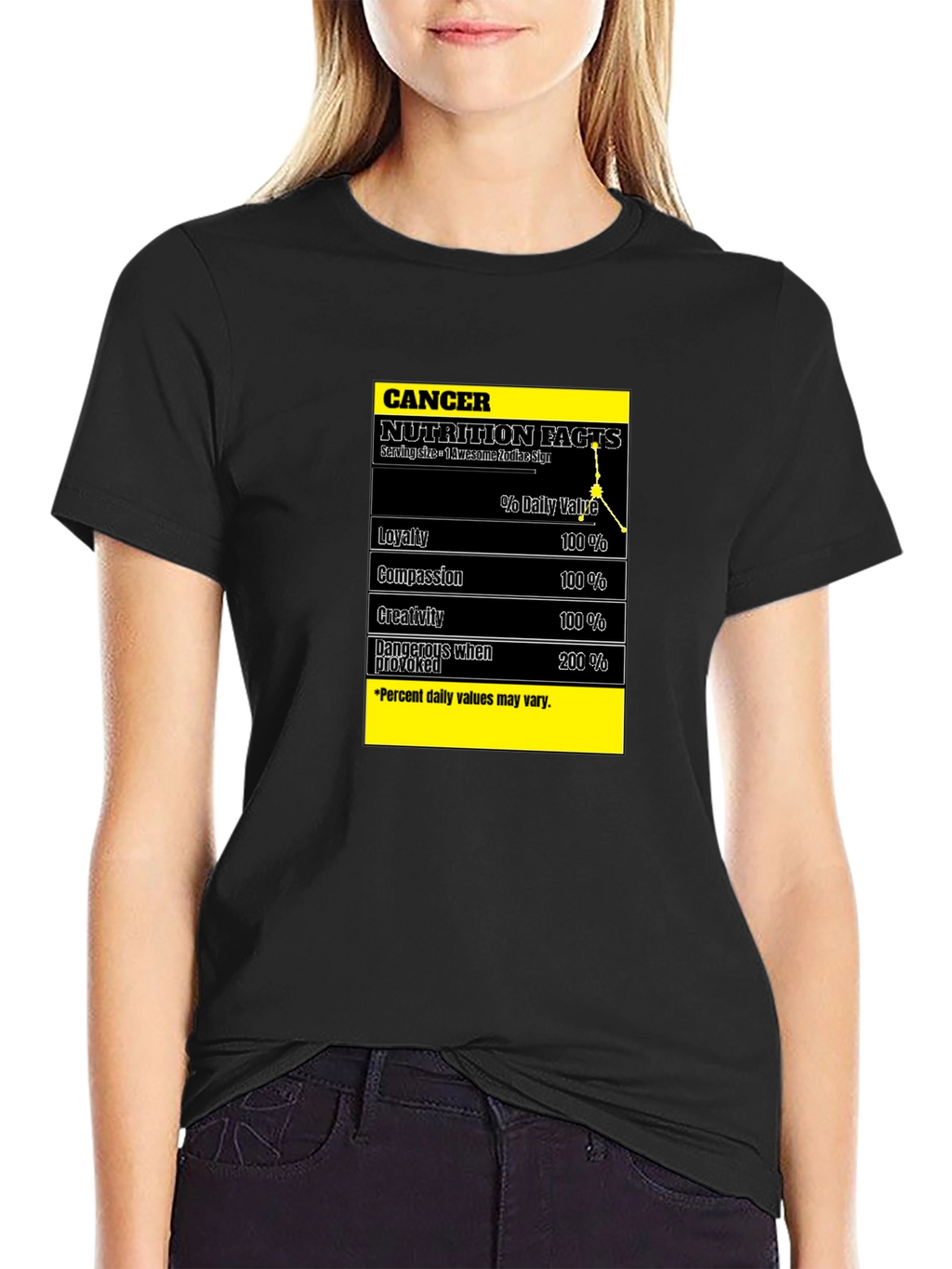 Cancer Zodiac Nutrition Facts Black T-Shirt