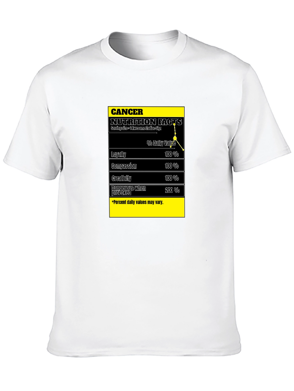 Cancer Zodiac Nutrition Facts Black T-Shirt