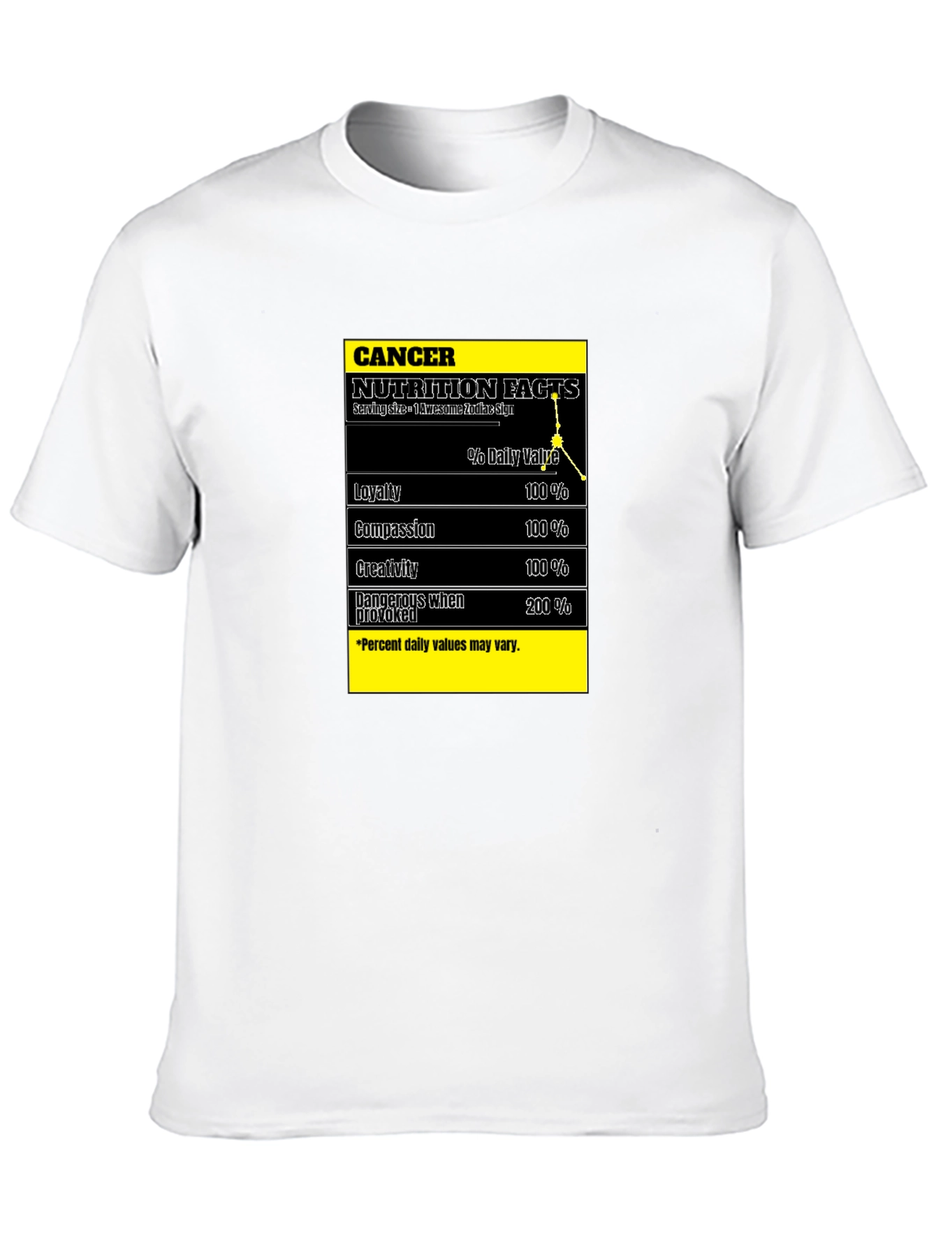 Cancer Zodiac Nutrition Facts Black T-Shirt