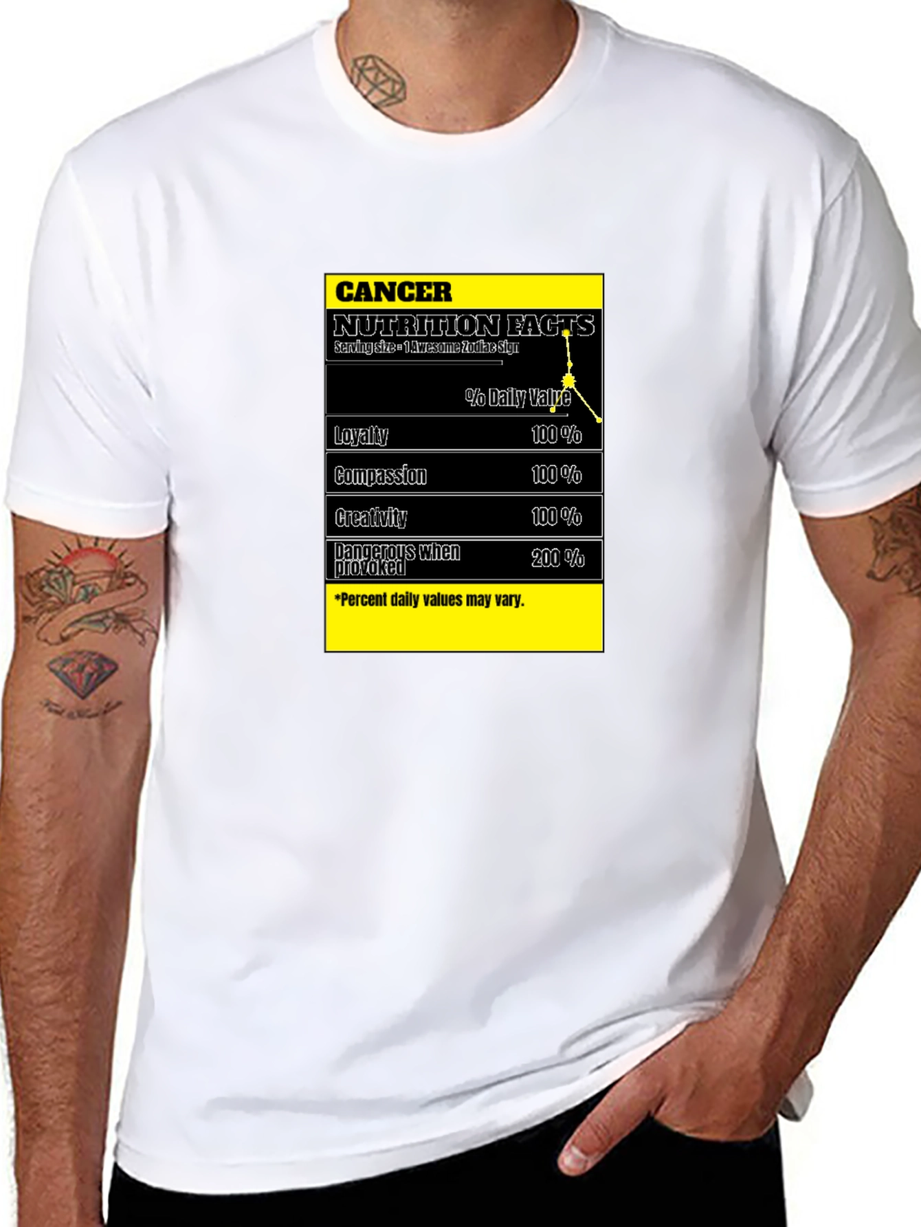 Cancer Zodiac Nutrition Facts Black T-Shirt