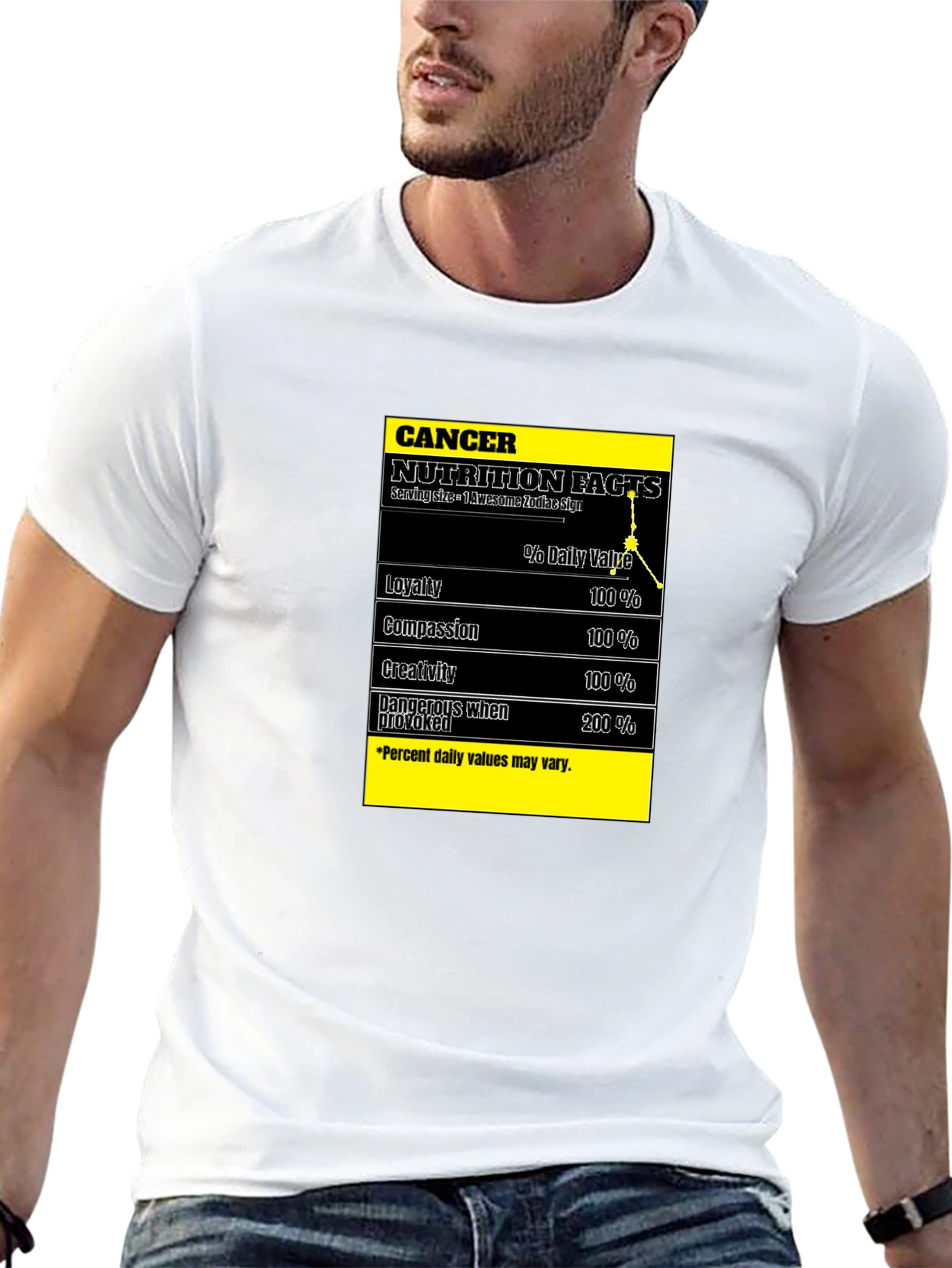 Cancer Zodiac Nutrition Facts Black T-Shirt