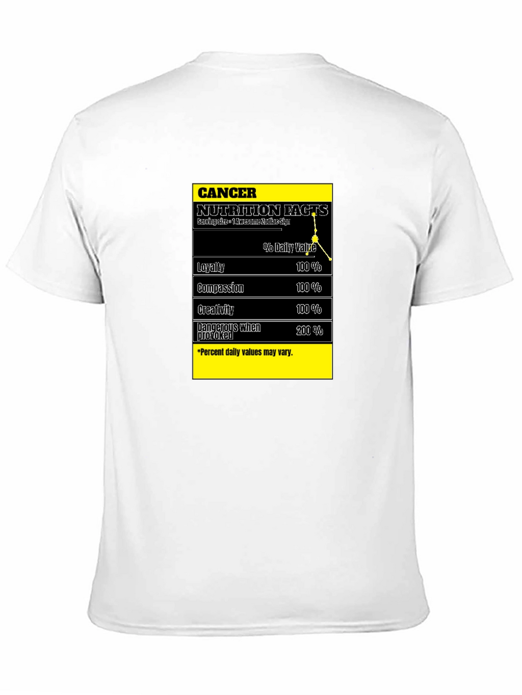 Cancer Zodiac Nutrition Facts Black T-Shirt