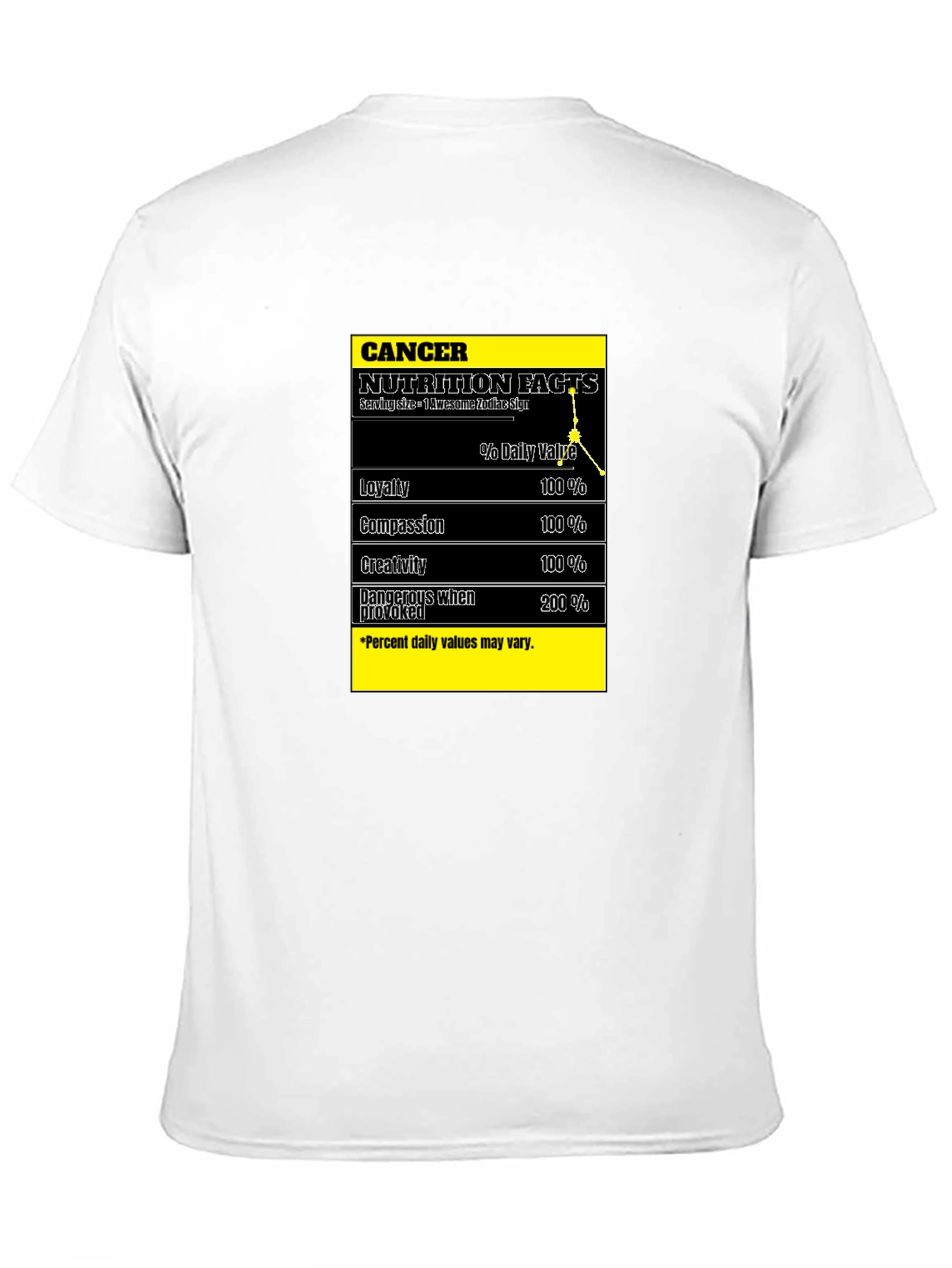 Cancer Zodiac Nutrition Facts Black T-Shirt