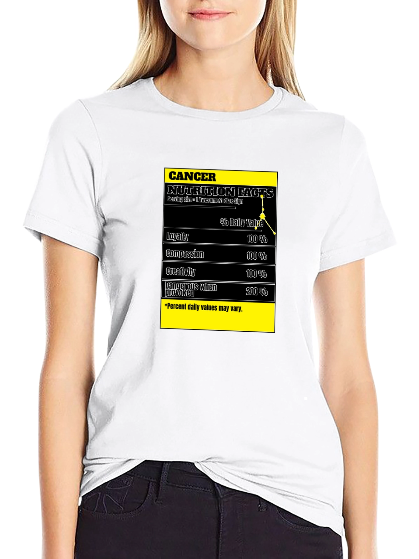 Cancer Zodiac Nutrition Facts Black T-Shirt