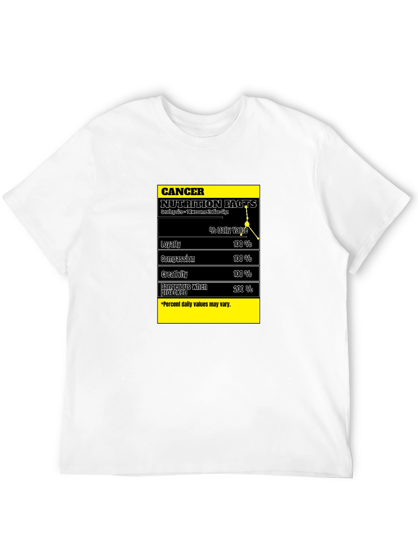 Cancer Zodiac Nutrition Facts Black T-Shirt