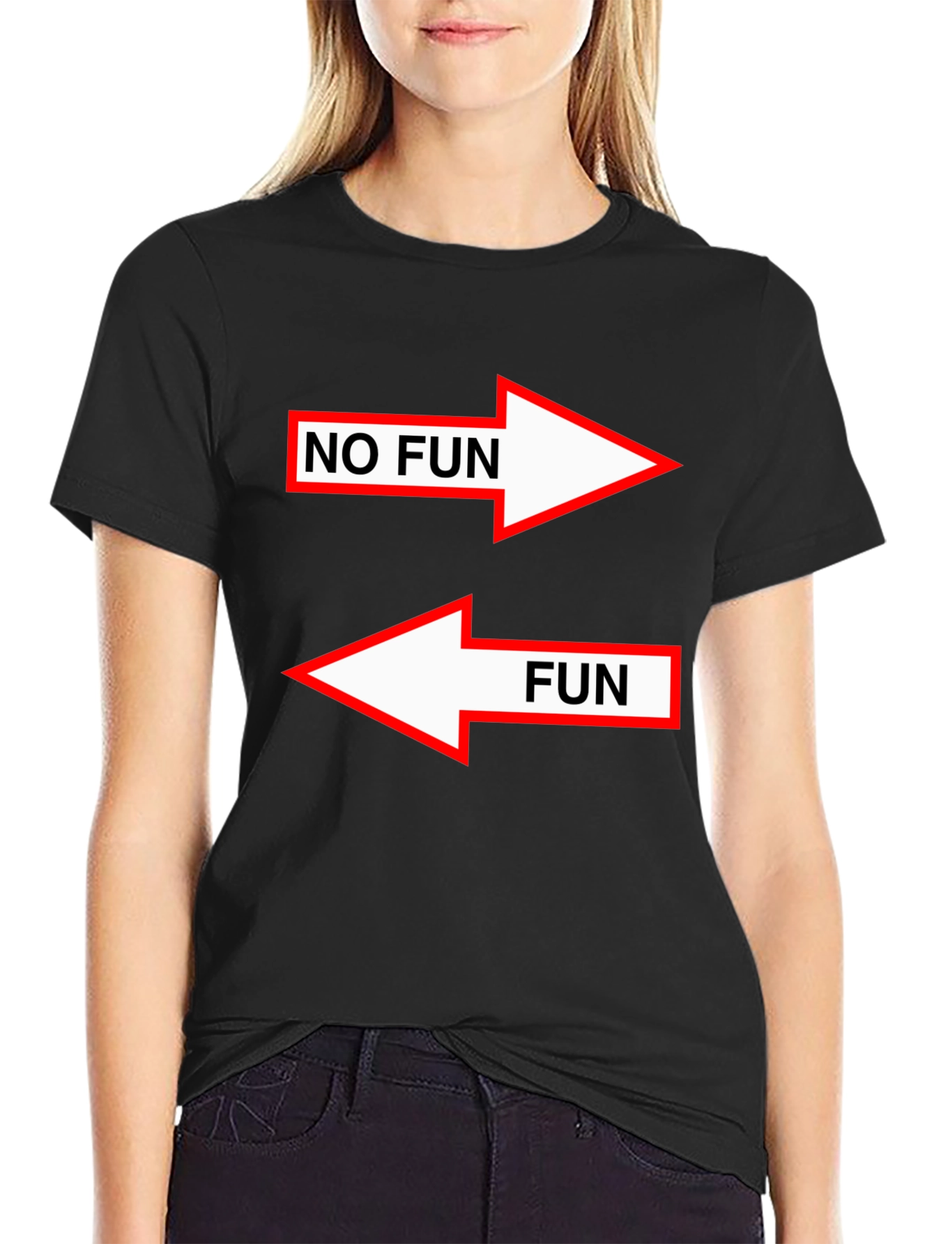 Humorous No Fun/Fun Graphic Tee - Black