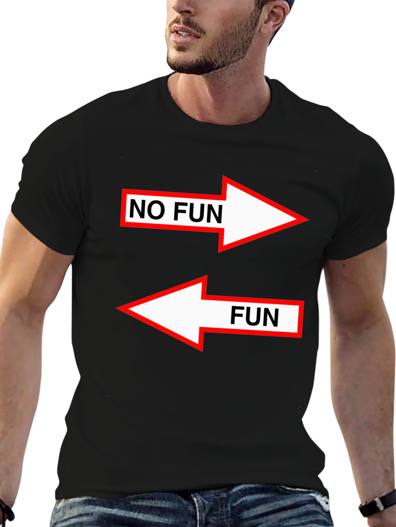 Humorous No Fun/Fun Graphic Tee - Black