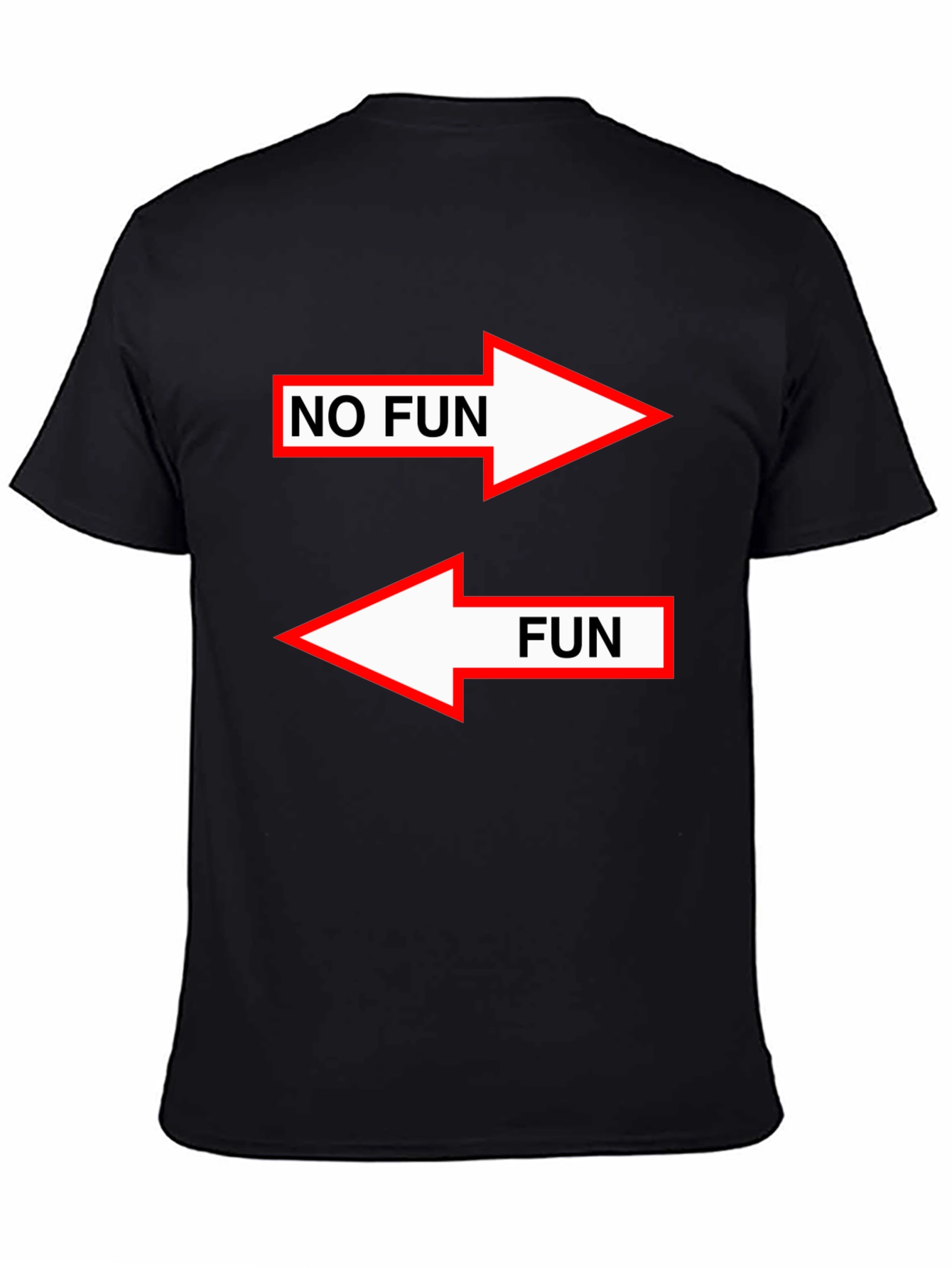 Humorous No Fun/Fun Graphic Tee - Black