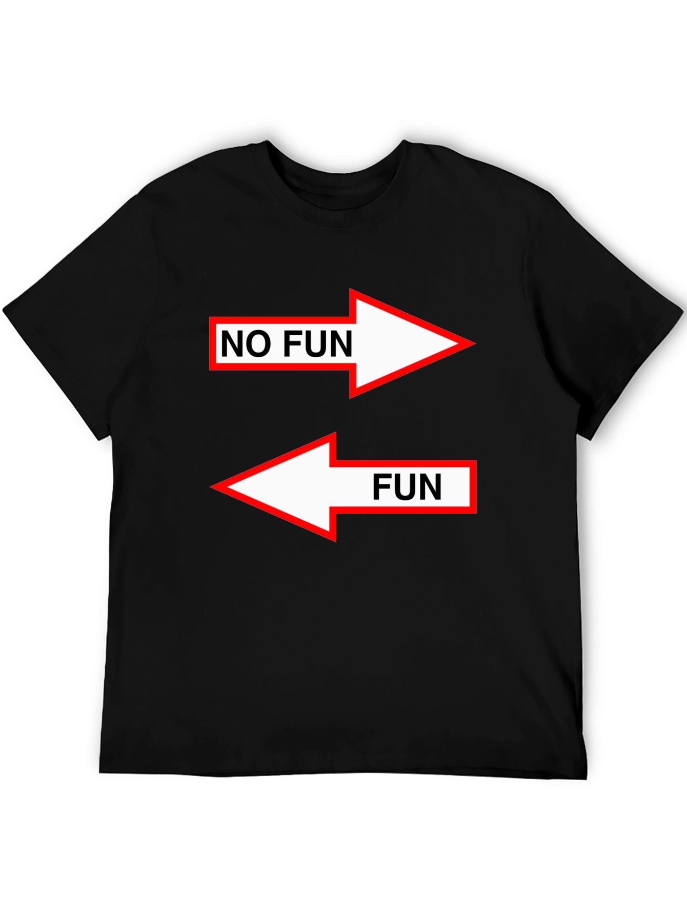 Humorous No Fun/Fun Graphic Tee - Black