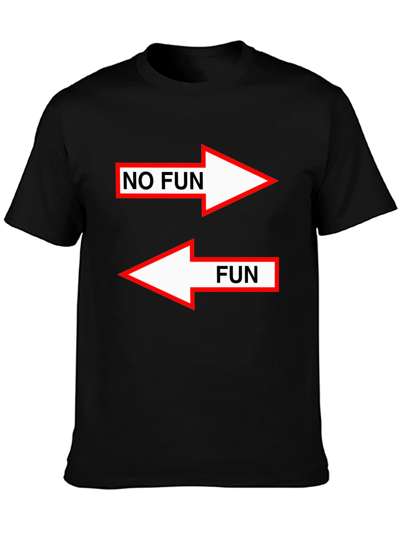 Humorous No Fun/Fun Graphic Tee - Black